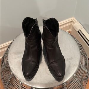 SCHUTZ Black Ankle Booties with Vintage Leather